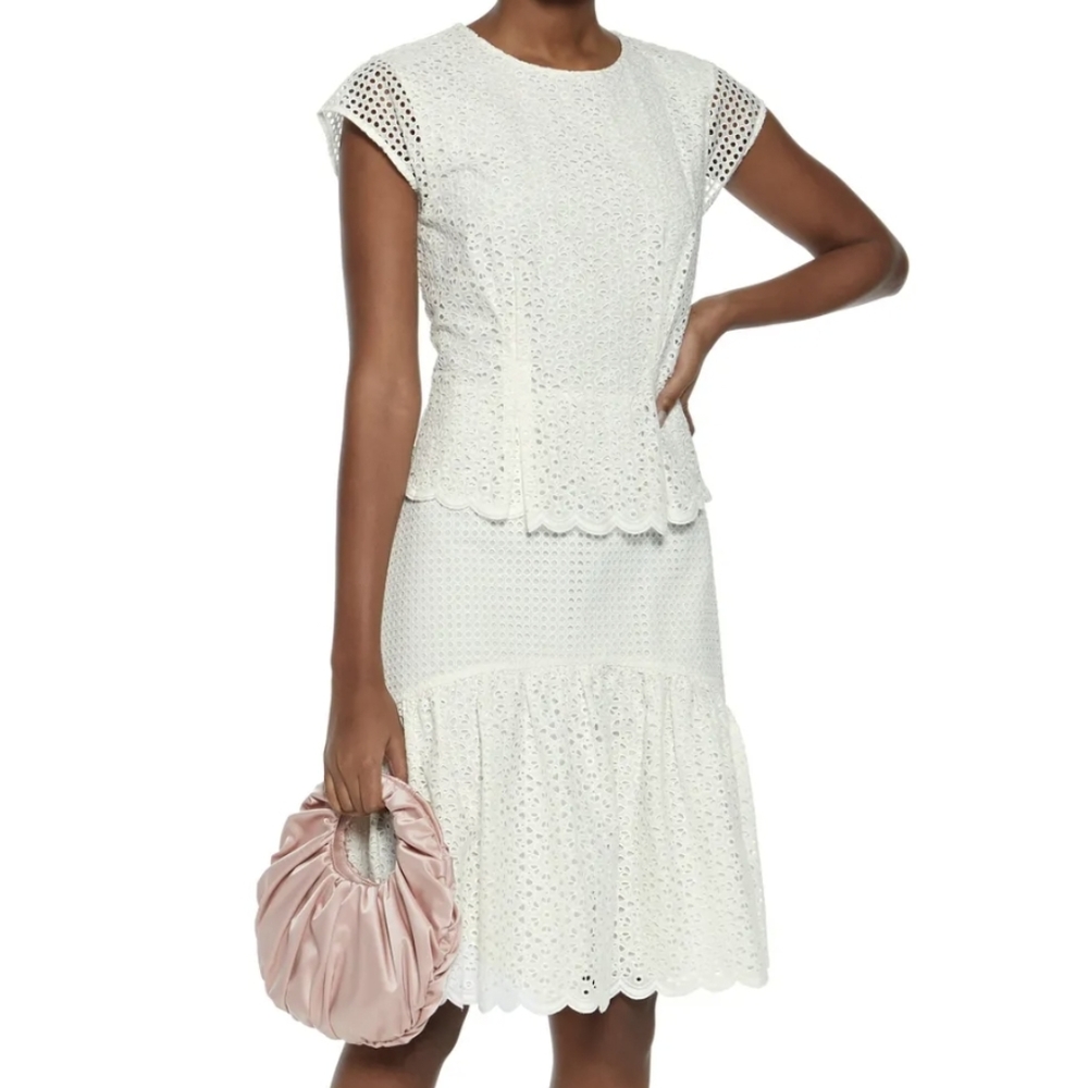 Diane Von Furstenberg broderie anglaise cotton peplum dress